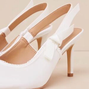 Ancolie White Satin Pumps